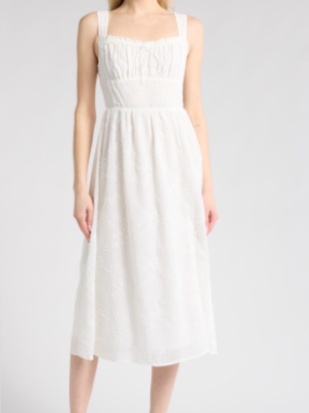 Lush Ivory Embroidered Floral Dress